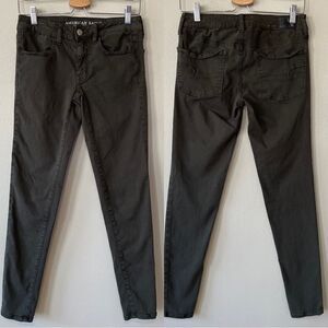 American Eagle Dark Grey/Green Jeggings - Size: 6 Regular